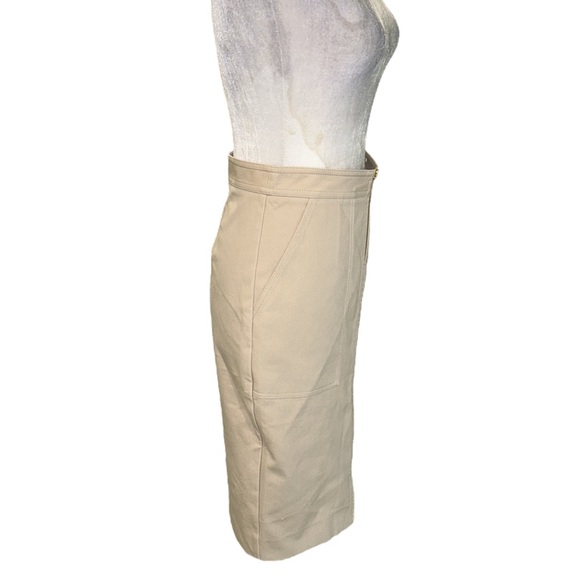 Diane Von Furstenberg Khaki Stretch Patch Pocket Zip Front Midi Pencil Skirt   4 - Picture 8 of 15